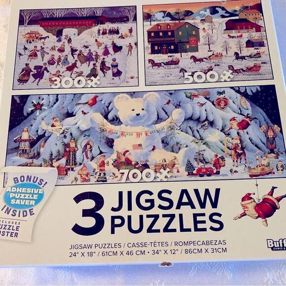 Charles Wysocki Winter Christmas Puzzle by Buffalo 3-in-1 NWT Sealed - Picture 4 of 5
